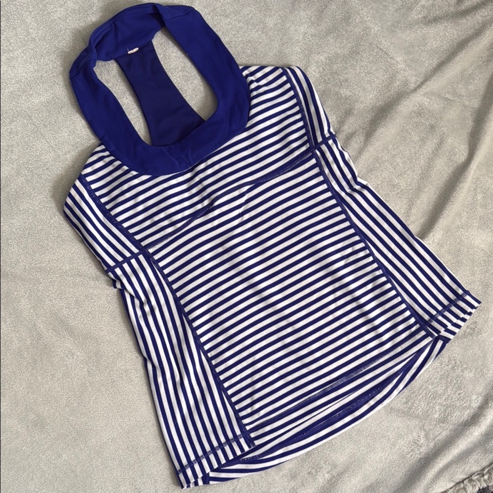 Lululemon Athletica Blue and White Tank Top